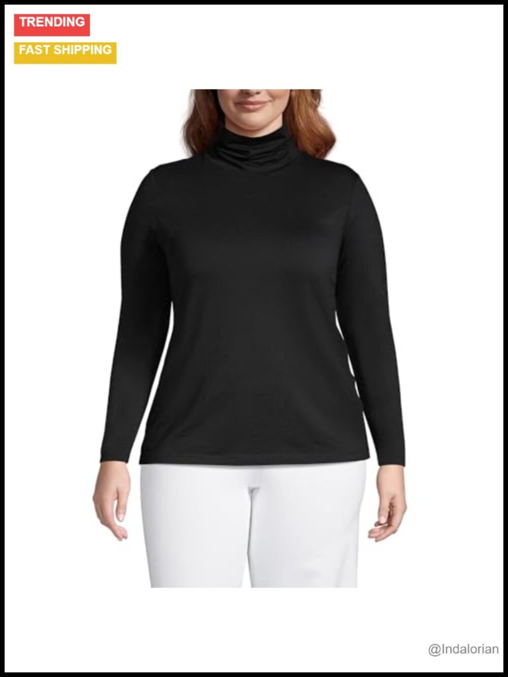 Jersey Knit Turtleneck Long Sleeve Fitted Cotton Modal Blend Layer